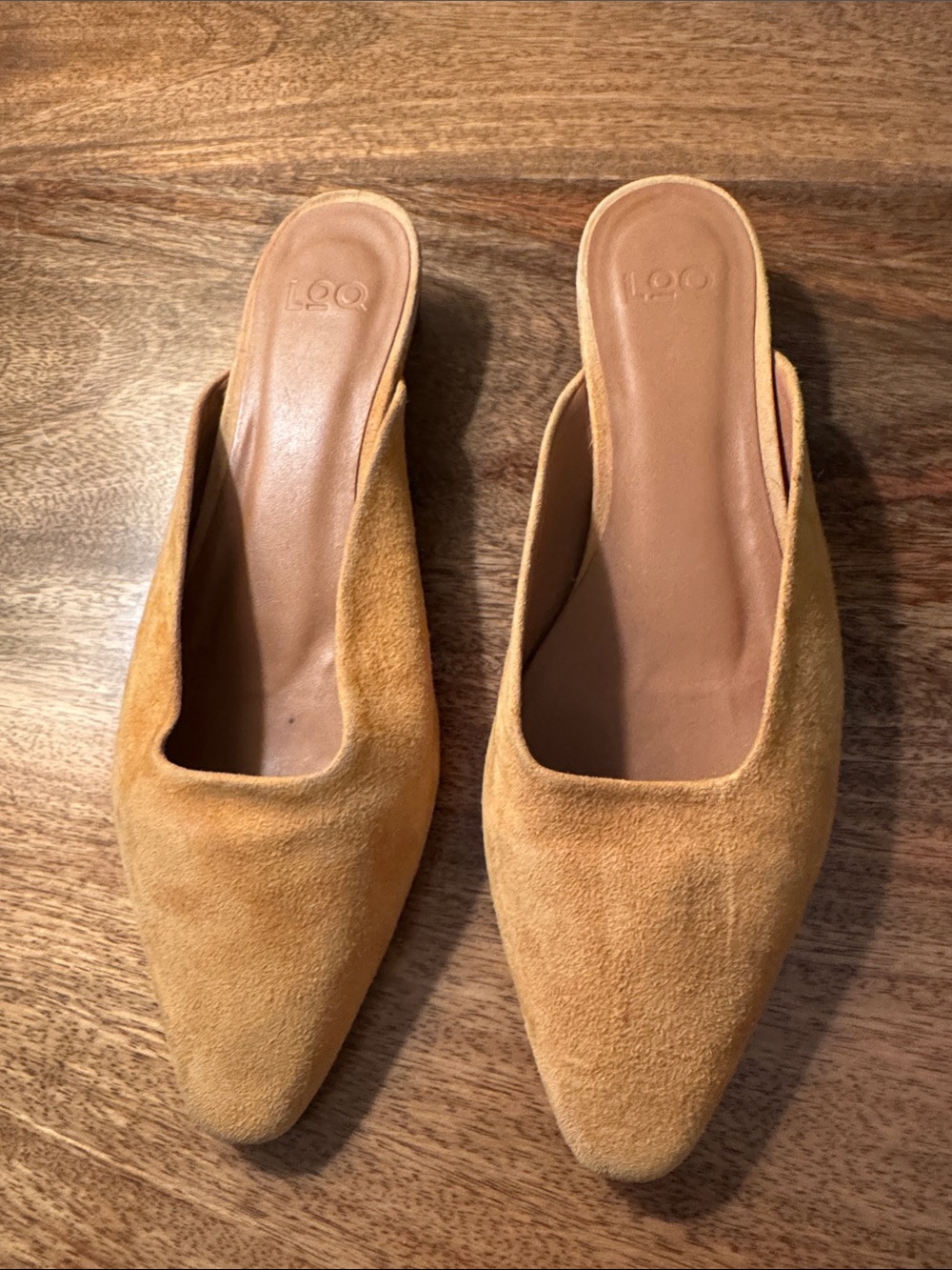 LOQ Mustard Suede Pointed Backless Mule